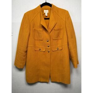Chico's Women's Jacket, Mustard Yellow Gold/Bronze Buttons, Size 1 Petite (8P)